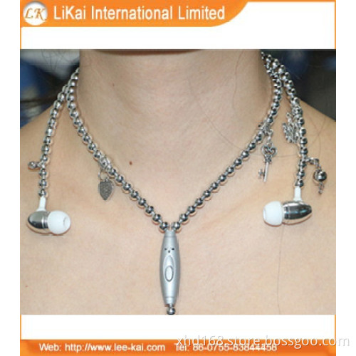 Necklace Earphone with Color Crystal